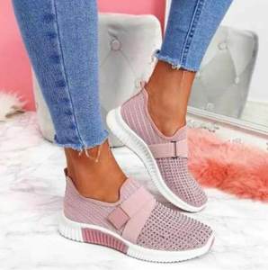 Women's Skinny Shallow Mouth Fashion Solid Colour Casual Shoes Running Walking Women's Shoes Knitted Comfortable <strong>Ladies</strong> <strong>Trainers</strong> - Product Image 4