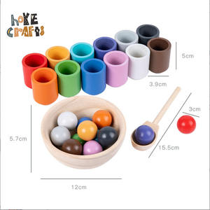 Bolas y tazas de arcoíris <span class=keywords><strong>para</strong></span> niños, aprendizaje preescolar educativo de juguete, clasificación de colores, juego de clasificación de madera - Product Image 4