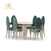 Ensemble de table à manger pour salle à manger, meubles gain de place, table à manger 6 places, plateau en marbre noir, base en acier inoxydable