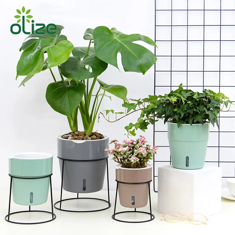 Multi Colors Self Watering Home Gardening Decorative Flower Pot Plastic Flower Pot