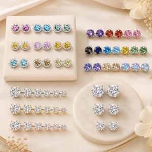 Wholesale 925 Sterling Silver Round Brilliant Cut 5mm 6.5mm 8mm Moissanite Gold Plated Stud <b>Earrings</b> Factory Price for <b>Men</b> Women - Product Image 6