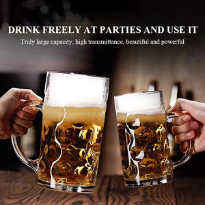 Verres à <span class=keywords><strong>bière</strong></span> modernes Vasos <span class=keywords><strong>1L</strong></span>, style allemand épaissi avec motif gaufré, personnalisables pour bar et hommes - Product Image 2