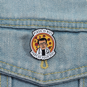 Drôle régime émail broche dessin animé Pizza docteur broche <span class=keywords><strong>humour</strong></span> Badge bijoux cadeau pour sac à dos vêtements amis en gros - Product Image 1