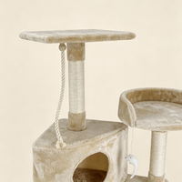Arbre à chat multi-niveaux gris avec empreintes de pattes, poteaux en sisal, condo et perchoir en peluche avec jouet suspendu, mobilier d'intérieur pour chatons