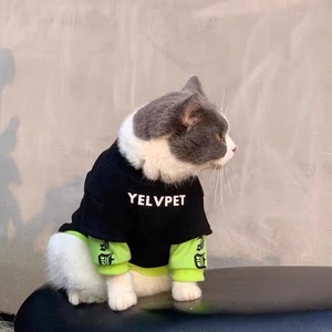 YELVPET Sweat à capuche pour animaux de compagnie, imprimé lettres noir et vert, vêtements confortables pour chats et chiens, tailles XS S M L XL, mode automne-hiver - Product Image 4