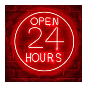 Custom OPEN 24 Hours Neon Sign with Acrylic Plate Neon Decor Neon Art Shop Store Bar Pub Barber Hair salon Restaurant Decor