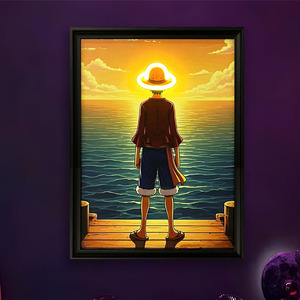 Cadre photo LED en forme de chapeau de paille, néon, décoration murale intérieure suspendue, peinture lumineuse suspendue, alimentation USB, lumière ambiante à intensité variable 5V - Product Image 1