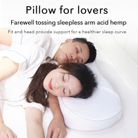 Oreiller de cou en mousse à mémoire de forme pour couples, réglable, anti-pression, en forme de cube, avec coussin de bras intégré, en fibre de bambou solide, pour dormeurs sur le dos et sur le côté