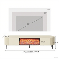 Meuble TV en Bois Certifié FSC, Nouveau Design Élégeant pour Salon, Meuble TV Moderne avec Cheminée Électrique et Ensemble Table Basse