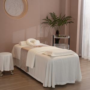 Ensemble de draps de <span class=keywords><strong>table</strong></span> de massage en microfibre blanc 4 pièces Taille et logo personnalisés - Product Image 6