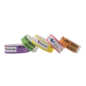 Pulsera de papel Tyvek autoadhesiva personalizada con billete de entrada impreso a todo color FTGO One-Stop para eventos