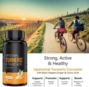 Liposomal Turmeric Supplement 2000 Mg High Strength With Black Pepper And Ginger Rich In Fulvic And Humic Acids