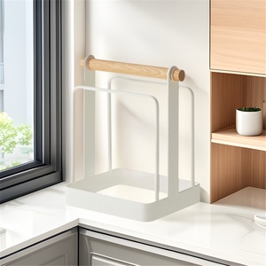 Double Tier Modern Stainless Steel Towel <b>Storage</b> <b>Rack</b> Standing <b>Kitchen</b> <b>Rack</b> with Waterproof Design - Product Image 2