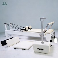 Celux Beyaz Akçaağaç Ahşap Pilates Reformer Makinesi 5 Alman Gergi Yaylı Tam Set Ev Spor Salonu Stüdyosu için-Ayarlanabilir Dayanıklı