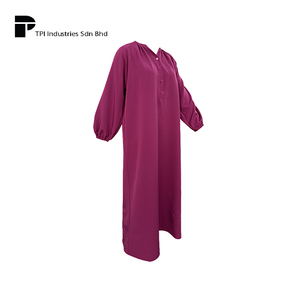 Vestido Largo Morado de Manga Larga para Mujer, Estilo Modesto Musulmán, para Uso Diario en la Oficina, Elegante, Superventas en Malasia - Product Image 3