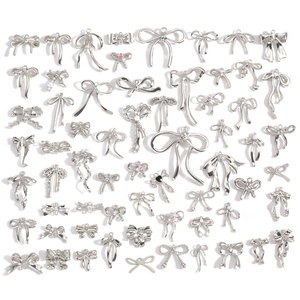 63 styles de breloques nœud papillon minimalistes en alliage plaqué or blanc pour bracelets, porte-clés et accessoires DIY <span class=keywords><strong>W595</strong></span> - Product Image 1