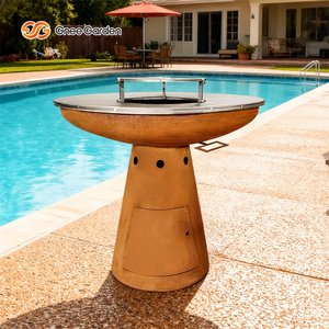 Barbecue Grill Barbecue d'extérieur à charbon de bois Barbecue en acier corten avec <span class=keywords><strong>Plancha</strong></span> circulaire - Product Image 4