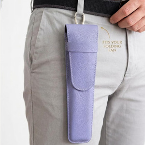 Étui de rangement pour éventail en cuir PU à accrocher à la taille, portable et pliable pour extérieur, étui en cuir pour éventail d'opéra. - Product Image 1