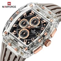 NAVIFORCE 7105 NF7105 jam tangan pria, tali silikon kuarsa asli Jam Olahraga mewah jam tangan kronograf untuk pria Montre Relojes