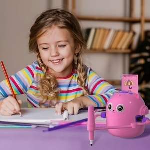 Jumon Cartoon <b>Cat</b> Face Drawing Robot Educational Kids Doodle Bot Toy 100 Word Cards Plug-in Cards 16 Color <b>Pens</b> JET-107E - Product Image 5