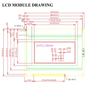 China Fuente de la fábrica 12864 cob lcd de matriz lcd stn pantalla gráfica lcm 128x64 cog verde mono pantalla - Product Image 3