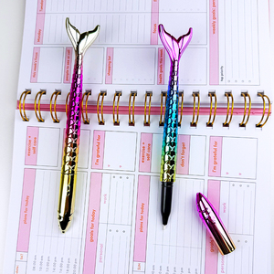 Promosyon güzel yaratıcı güzel promosyon hediyesi gökkuşağı renkli plastik balık şekli kalemler sevimli kırtasiye Mermaid kalem - Product Image 5