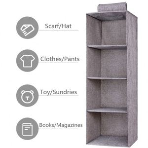 Artificial Cotton Linen Sundries Storage Bag 3/4/5layer Collapsible Hanging Storage <b>Shelves</b> Hanging Closet Organizer - Product Image 3