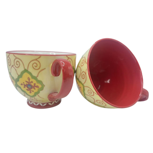 Tasses à lait en céramique peintes à la main de style bohème, 15 oz, motif persan dessiné à la main, cadeau mignon, passe au lave-vaisselle, respectueux de l'environnement - Product Image 6