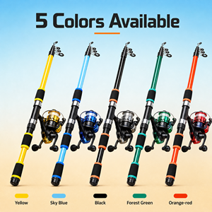 Canne à pêche télescopique portable pour enfants 1,5 m 1,8 m en fibre de verre ultralégère avec moulinet Shimano et <span class=keywords><strong>Daiwa</strong></span> pour la pêche à la carpe et en mer - Product Image 1