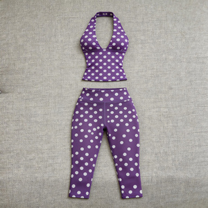 Ensemble d'été pour femme : haut court dos nu à pois et pantalon capri – Style minimaliste et basique, <span class=keywords><strong>look</strong></span> simple et polyvalent - Product Image 5