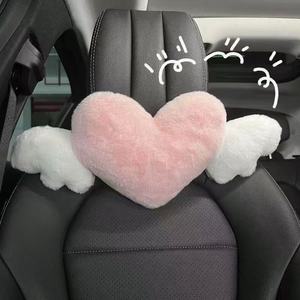 Almohada de felpa en forma de corazón para coche, soporte lumbar, protector de cuello para asientos de coche, decoración interior, juego de 3-4 piezas extra suaves - Product Image 2