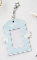 Porte-cartes en cuir PU à pois Ailes d'ange, porte-clés pendentif 3 pouces pour photocarte Kpop, Polaroid, breloque de sac
