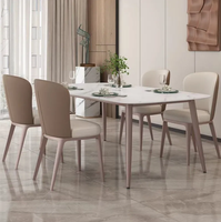 Table à manger moderne de luxe en acier inoxydable doré avec plateau en marbre pour la salle à manger, ensemble de table à manger