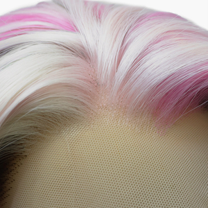 <span class=keywords><strong>Parrucca</strong></span> Sintetica con Frontale in Pizzo, Alta Densità 250%, <span class=keywords><strong>Lunga</strong></span>, <span class=keywords><strong>Rosa</strong></span>, con Attaccatura Naturale - Product Image 4