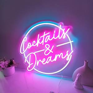 Enseigne néon personnalisée Cocktail Dreams, grande taille, haute luminosité, néon personnalisable avec police et forme au choix pour bar, centre commercial, magasin de détail - Product Image 1