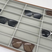 Présentoir en bois à 24 fentes pour lunettes de soleil, intérieur blanc, support pour lunettes, organisateur de lunettes, étui de rangement pour comptoir de magasin de détail