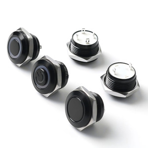 16mm tự thiết lập lại vi-đột quỵ siêu ngắn không thấm nước kim loại đẩy nút chuyển đổi oxy hóa Đen 1NO - Product Image 1