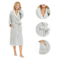 Luxe femmes XL flanelle peignoir solide motif longue à capuche chemise de nuit épaissir éponge tricoté tissu automne hiver vêtements de nuit ODM