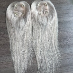 Premier Straight Virgin European Remy Hair Toupee Blanco Rubio Color Premium Remy Cabello humano Lace Front Topper - Product Image 6