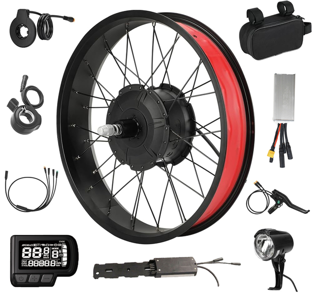 Funkywheel Electric Motor DIY Kit 48V 1000W LCD Display Controller 26inch 27.5inch V Brake Ebike Conversion Kits for Bikes