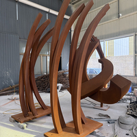 Sculpture d'animal kangourou en acier corten, grande sculpture de jardin pour décoration extérieure moderne