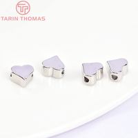Perles entretoises en laiton plaqué or 24 carats en forme de cœur pour bracelets, accessoires de haute qualité pour la fabrication de bijoux DIY, vente en gros