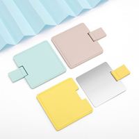 Mignon miroir de poche carré en acier inoxydable avec étui en cuir PU, mini miroir de maquillage portable, miroirs cosmétiques de beauté, cadeau de bienvenue pour femmes