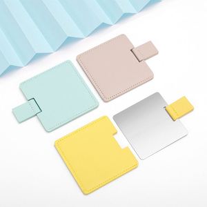 Cute <b>Square</b> Stainless Steel <b>Mirror</b> Pocket Pu Leather Case Mini Makeup <b>Mirror</b> Portable Beauty Cosmetic <b>Mirrors</b> Welcome Gift Women - Product Image 4
