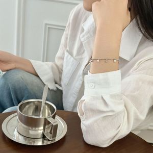 Dylam Grace Design Fine 925 Sterling Silver Rhodium Plated Beads Chain <b>Love</b> Heart Pearl Multiple Pendant <b>Bracelet</b> for Women - Product Image 2