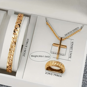 Gohuos 8807 Ensemble Classique 5 Pièces : Collier Croix, Bague, Chaîne, Bracelet, Montre Homme de Luxe Lumineuse et Étanche avec Coffret en Cuir Haut de Gamme - Product Image 6