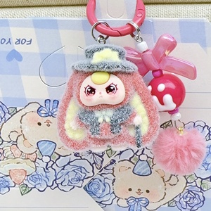 Nouveau porte-clés pendentif en résine lapin mignon, petite décoration DIY pour sac à dos, technique 3D floquée - Product Image 1