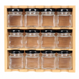 Portaspezie a 3 livelli con cassetto portaspezie in <span class=keywords><strong>legno</strong></span> di bambù con 12 vasetti per condimenti e supporto, <span class=keywords><strong>porta</strong></span> conserve per alimenti in scatola - Product Image 5