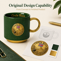 Mug en céramique souvenir du Costa Rica avec motif toucan et volcan, personnalisable, tasse à café en porcelaine, OEM ODM, vente en gros