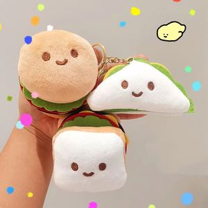 Porte-clés <span class=keywords><strong>sandwich</strong></span> alimentaire Simulation mignon Mini peluche <span class=keywords><strong>pain</strong></span> grillé Hamburger peluche porte-clés jouets joli sac <span class=keywords><strong>de</strong></span> nourriture pendentif à breloques poupée - Product Image 4